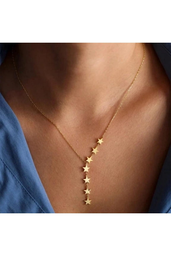 Korean Dongdaemun Long Star Tassel Y Necklace for Women Christmas Jewelry