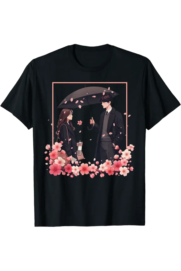 Korean Drama Aesthetic Couple Under Cherry Blossom Kdrama T-Shirt, Unisex T-Shirt