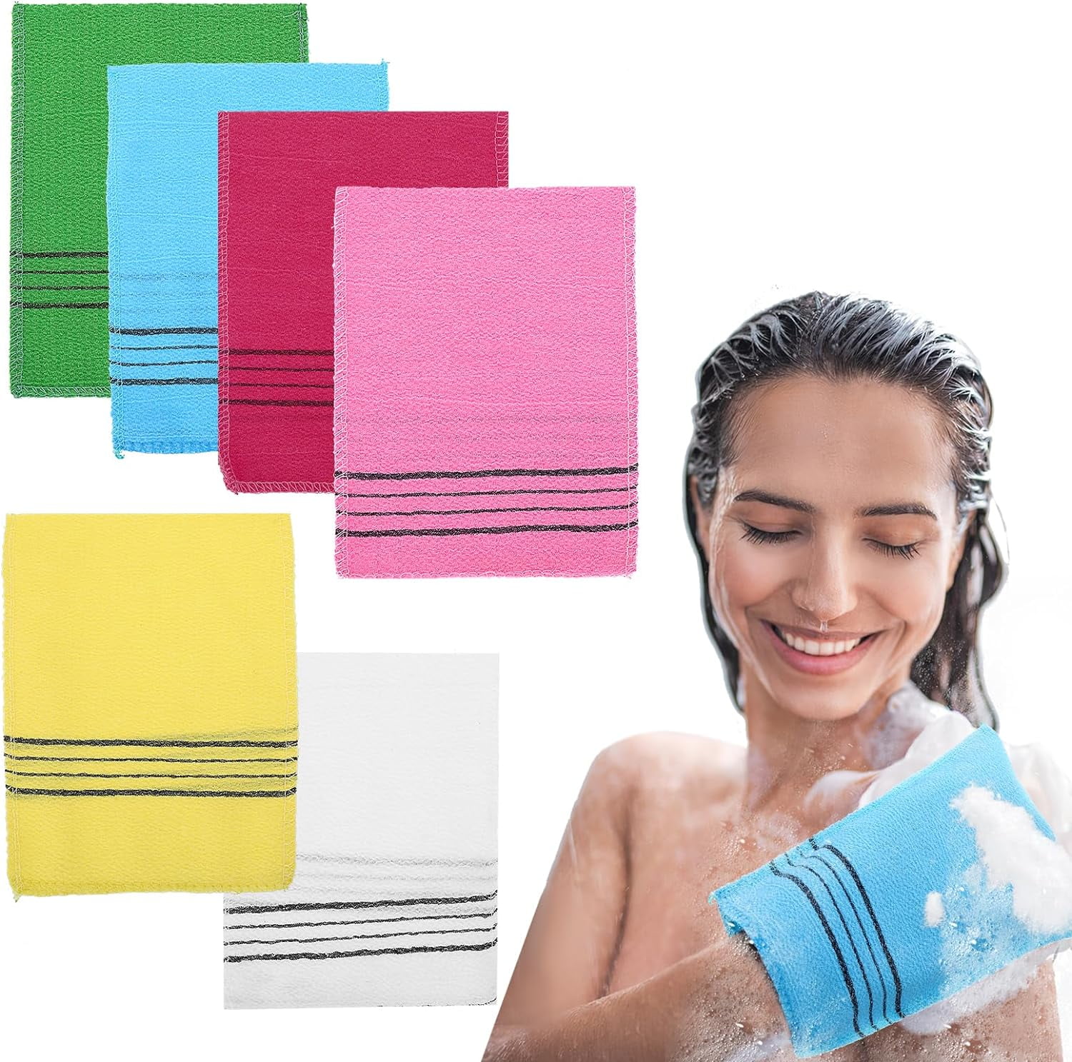 Korean Exfoliating Washcloth, Asian Exfoliating Mitt Bath Glove Washcloth Colorful Exfoliating Cloth Skincare Exfoliating Scrub Bath Cloth for Removing Dry Dead Skin