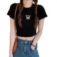 thumbnail image 1 of Korean Fashion Butterfly Print T Shirt Women Casual Short Sleeve T Shirts Female O-Neck Tee Tops, 1 of 6