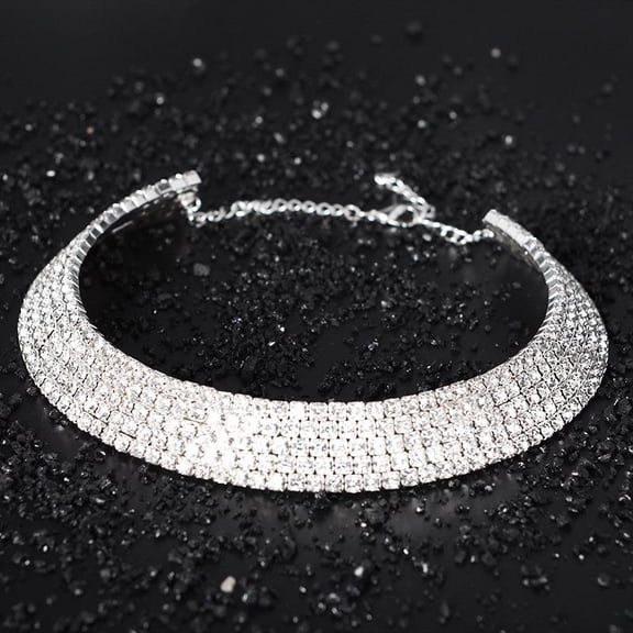 Korean Fashion Jewelry Full Rhinestone Multi-layer Multi-row Collar Bride Crystal Necklace Short Money Ring Necklace