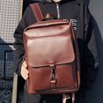 thumbnail image 1 of Korean Fashion Men's Retro Crazy Horse Leather Backpack,Coffee, 1 of 2