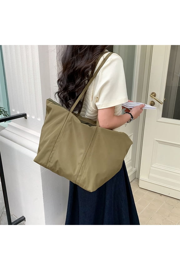 Korean Fashion Nylon Shoulder Bag with Personalized Drawstring High Quality Handbag Casual Large Capacity Women's Shopping Bag