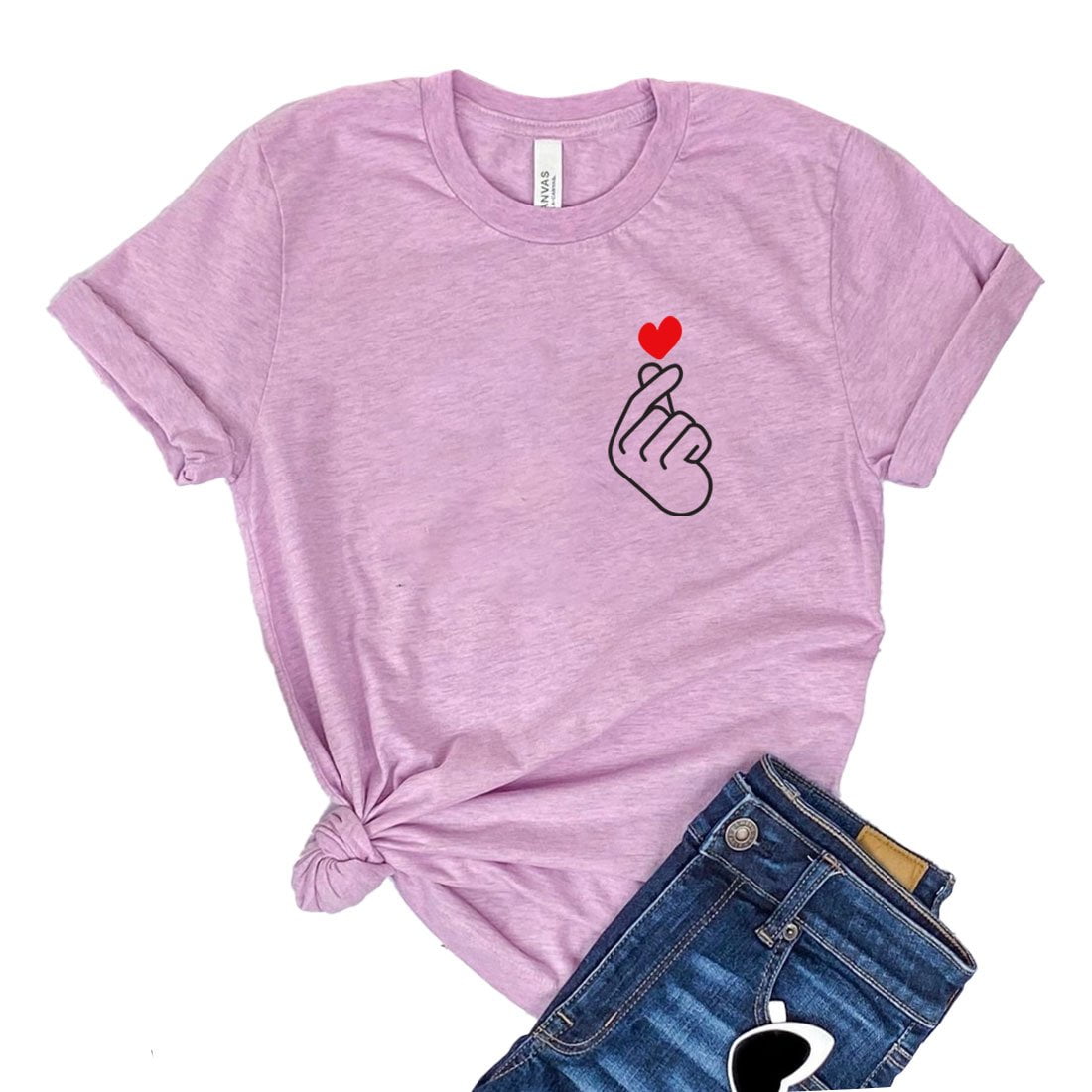 Pink K Pop Finger Heart T Shirt Pink K Pop Finger Heart T Shirt