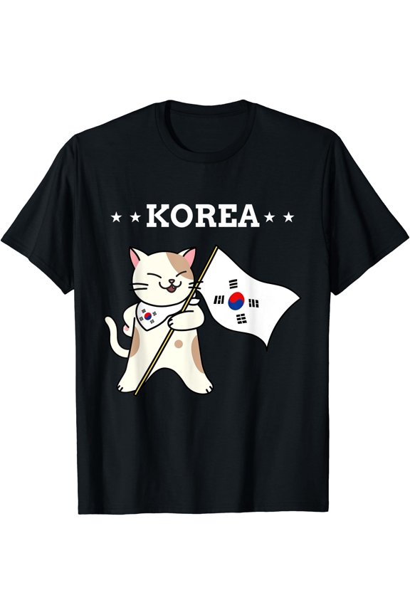 Korean Flag & Cat | South Korea T-Shirt, Vintage Birthday Gift