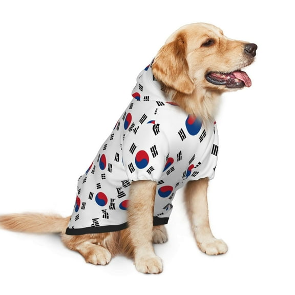 Korean Flag Dog Hoodie Colorful Pullover Sweatshirts Small