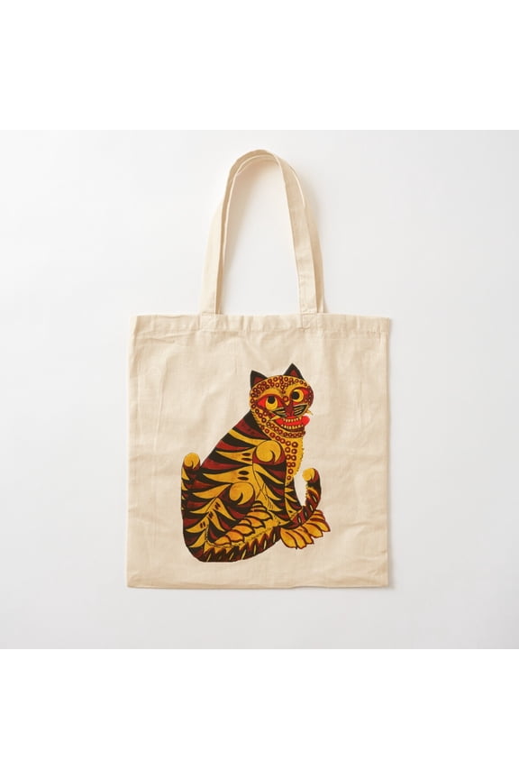 Korean Folk Art Happy Tiger Style 002 Canvas Tote Bags, Reusable Shopping Bag