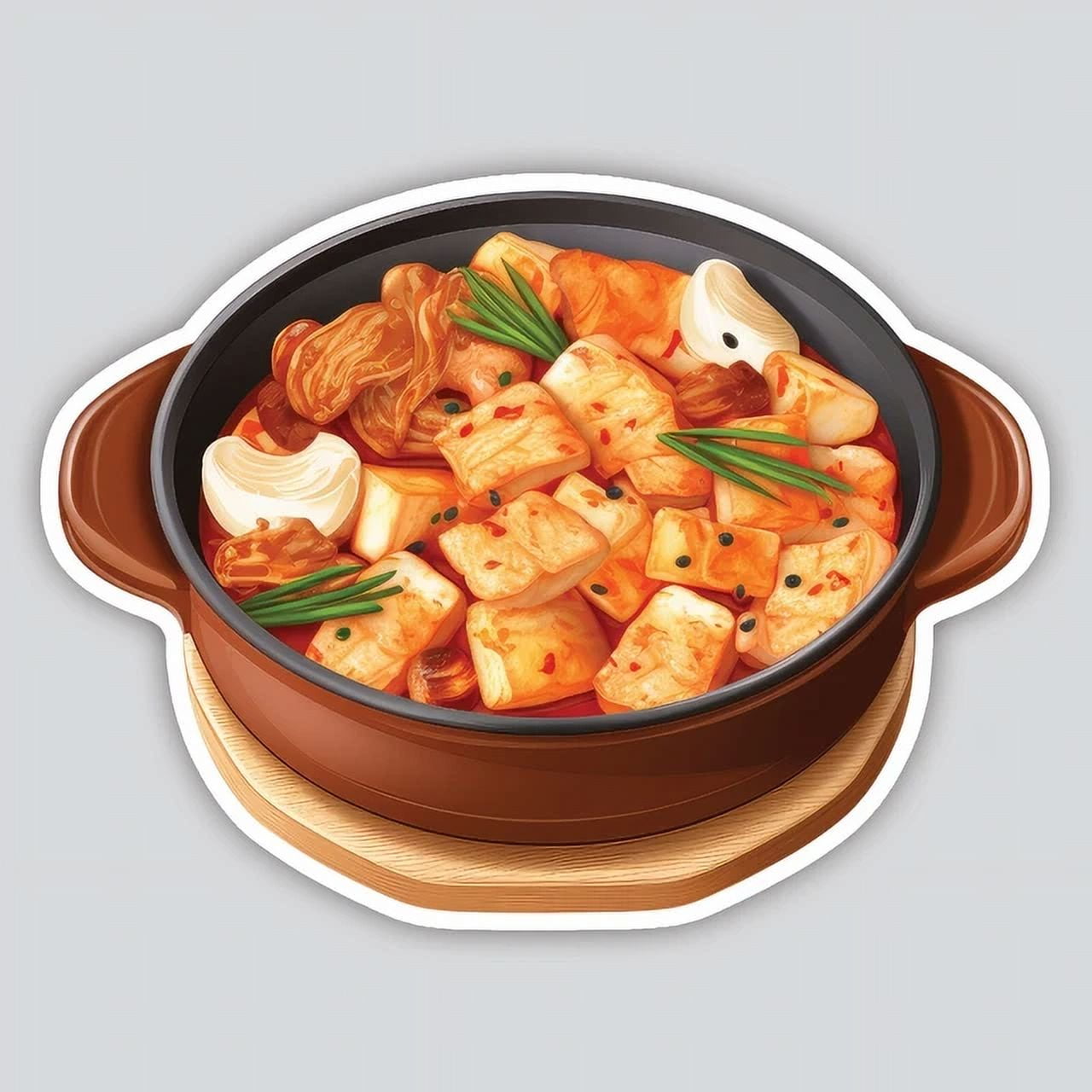 Korean Food Soondubu Tofu Rice Stew Hot Mix Scallion Soup Sticker Phone  Decal Water Bottle Stickers Car Decals, Laptop Sticker, image size:1280x1280