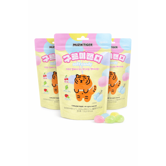 Korean Freeze Dried Candy 3 Pack, Fruity Crunchy Candy Snack, Cherry Shine Muscat Apple Mint, Portable Zipper Bag, 1.06 oz Each