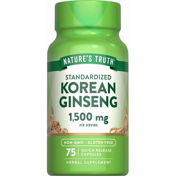 Korean Ginseng | 1500mg | 75 Capsules | Non-GMO, Gluten Free | by Nature's Truth