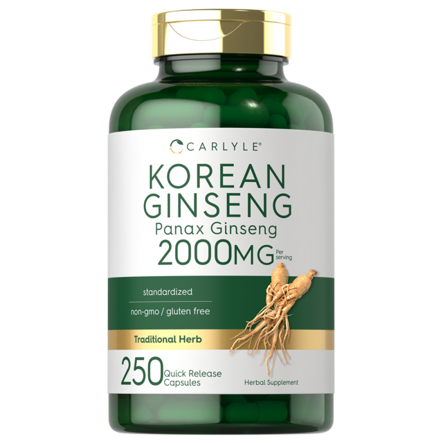 Korean Ginseng 2000 mg 250 Capsules Standardized Panax Ginseng by