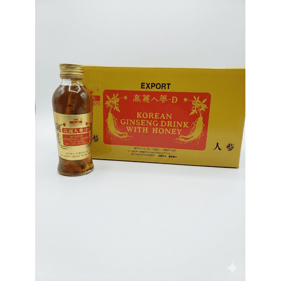 Korean Ginseng Root Drink with Honey 4.23 oz 120 ml Each Extra Strength - 10 Bottles