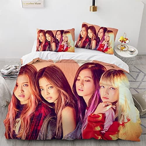 Korean Girl Group Kpop Fans Duvet Cover Twin Cartoon Bedding Sets, 3D Printed Lightweight 3 Piece Comforter Sets, 1 Duvet Cover and 2 Pillow Shams for Kids Boys Girls$$Home Decor, Kitchen, & Other
