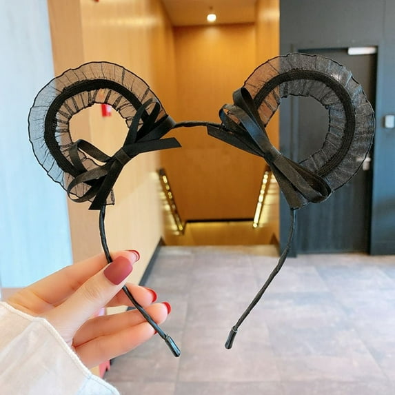 Korean Girl Hairband Polka Dot Stage Hair Accessories Large Bow Hair Hoop Cat Ear Hair Band Headwear Cute Headband C