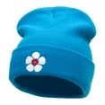 thumbnail image 1 of Korean Hibiscus Embroidered 12 Inch Long Knitted Beanie - Aqua OSFM, 1 of 5