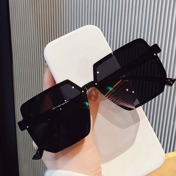 Korean-Inspired Light Luxury Style Large Frame Glasses - Polygonal Design, Polycarbonate Frame, Dark Lens for Fashionable Decor, Fashion Glasses|Sleek Frame Design|Decorative Eyewear