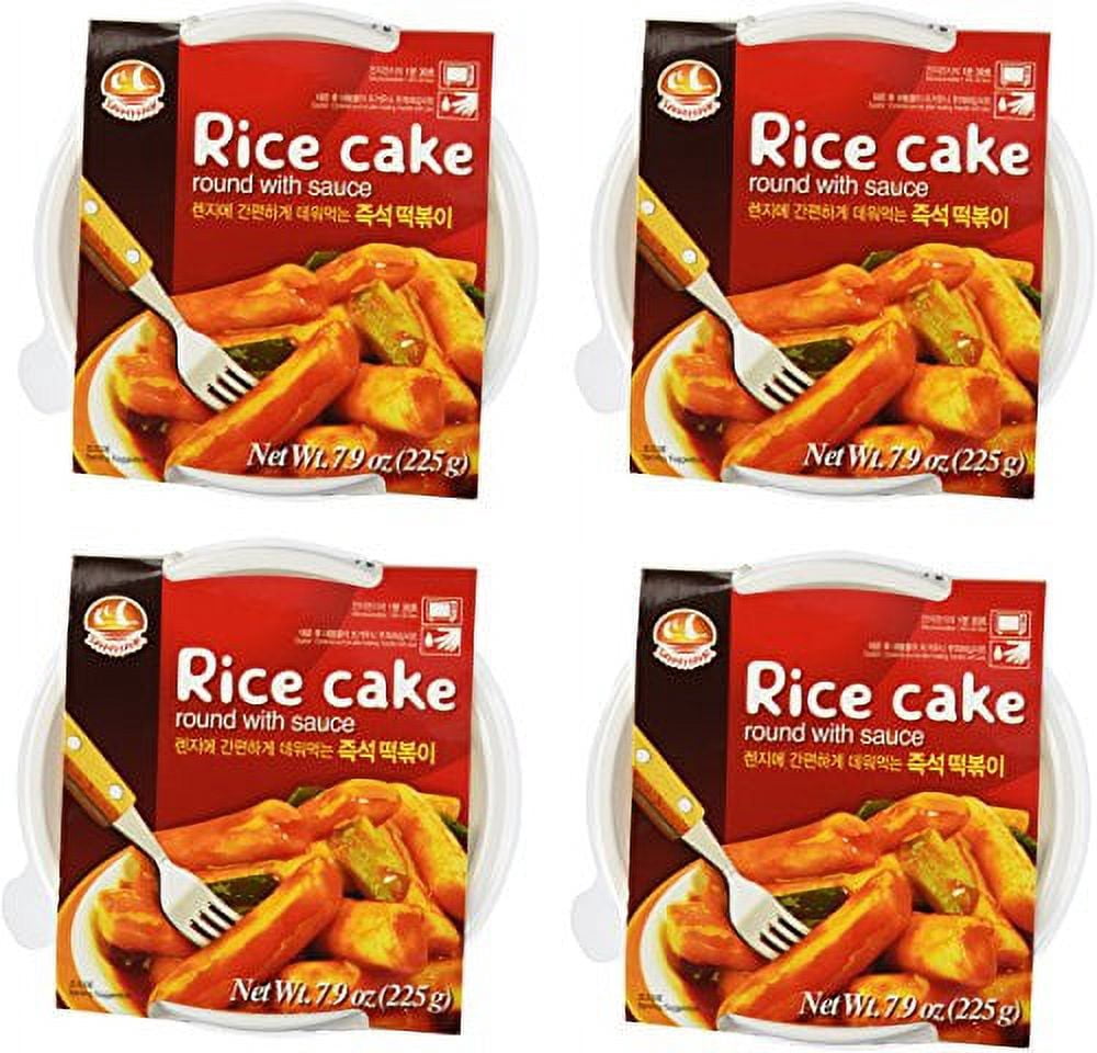 Samhak Rice Cakes Korean Instant Ddukbokki Samhak Rice Cake Round with Sauce 7.9 Oz : 4 ...