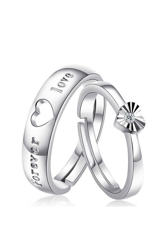 Couple Rings Copper Heart Matching Korean Fashion Jewelry Romantic Heart Shaped Design Electroplated Anniversary Rings