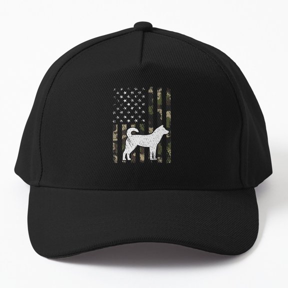 Korean Jindo Camouflage Baseball Hat, USA Flag Dog Breed Graphic Design, Classic Cap