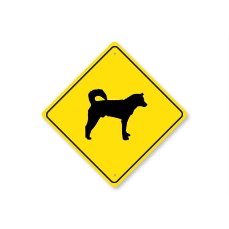 Korean Jindo Dog Diamond Aluminum Metal Decor Sign - 12" x 12"