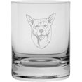 thumbnail image 1 of Korean Jindo Dog Themed Etched 11oz Crystal Rocks Whisky Glass, 1 of 1