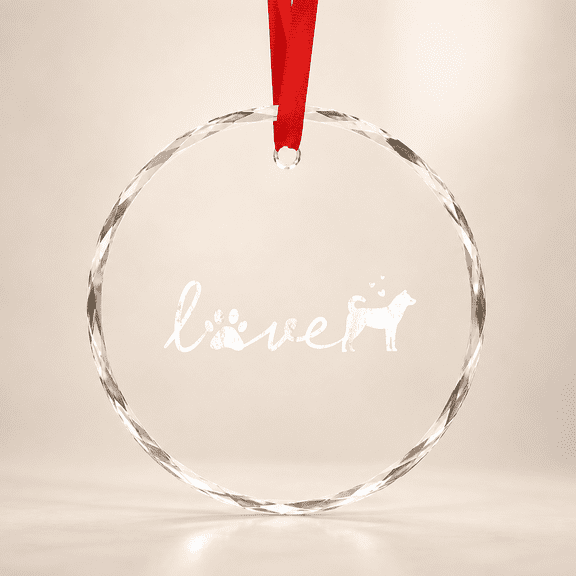 Korean Jindo Mom Dad Dog Love Pet Paw Glass Ornament