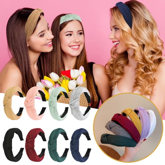 Korean Knitted Hair Hoop Solid Color Cloth Knotted Wide Edge Headband for Face Washing and Hair Binding Stylish Hair Accessories for Women