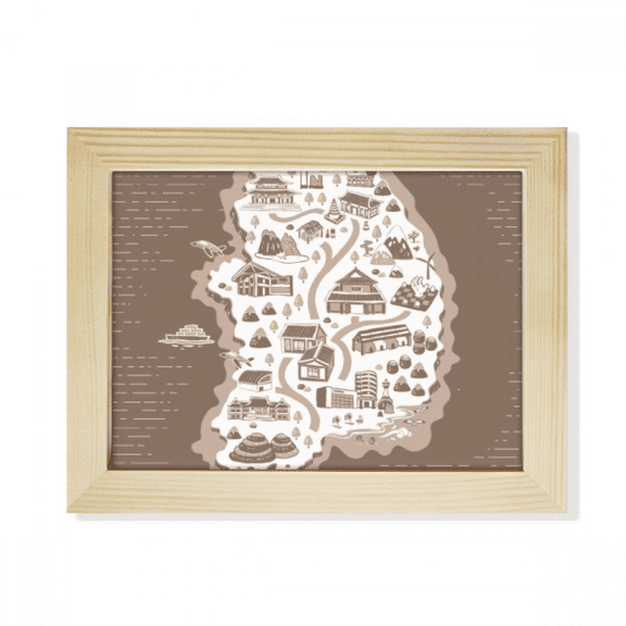 Korean Map Seoul and Busan Desktop Photo Frame Picture Art Decoration Painting 6x8 inch
