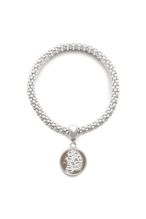 Korean Map Seoul and Busan Sliver Bracelet Pendant Jewelry Chain Adjustable Bangle