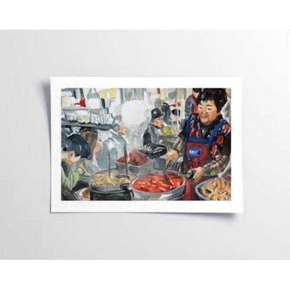 Korean Market Scene Korean Art Print Wall Art Poster, Poster Home Decor, Poster Only