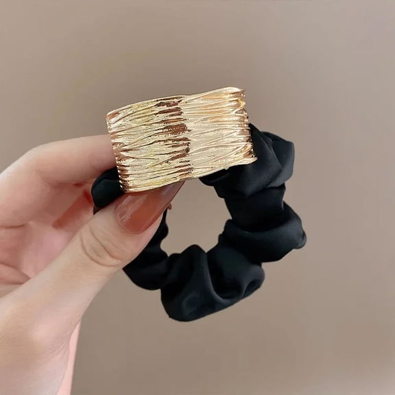 Korean Metal Satin Large Intestine Ring Women Rubber Bands Hair Ties Hair Rope Girls Ponytail Holder Headdress Hair Accessories