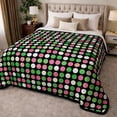 thumbnail image 1 of Korean Mink Blanket Queen Size, Animal/Floral Print Thick Heavy Korean Blanket - 8 LB Reversible Fleece Mink Style, (95"x 79") (Polka Dots) (2Ply), 1 of 9