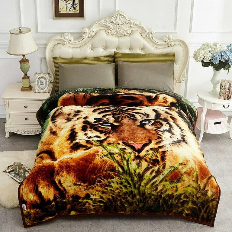 Korean Mink Blanket Thick Soft Warm Winter Blanket Queen Tiger