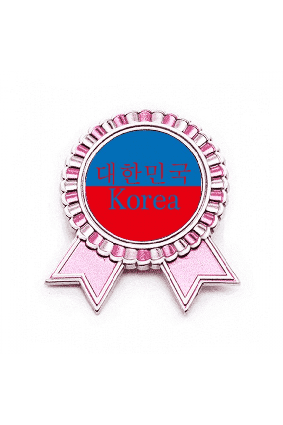 Korean National Flag Colors Country Badge Brooch Pin Pink Winner Award Medal