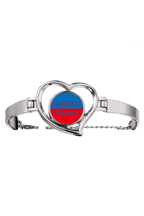 Korean National Flag Colors Country Bracelet Heart Jewelry Wire Bangle