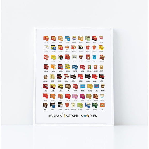 Korean Noodles Poster Ramyun Brands Korean Food Art, Unframed Paper Poster 8x10in