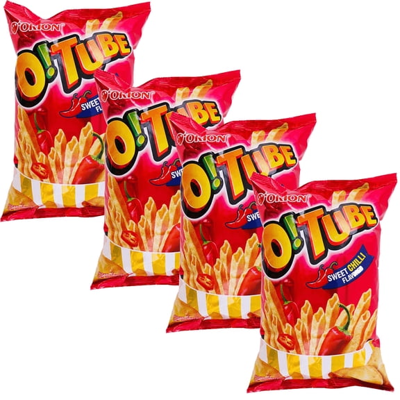 Korean O Tube Chips Sweet Chilli Flavored 50g (Pack of 4)