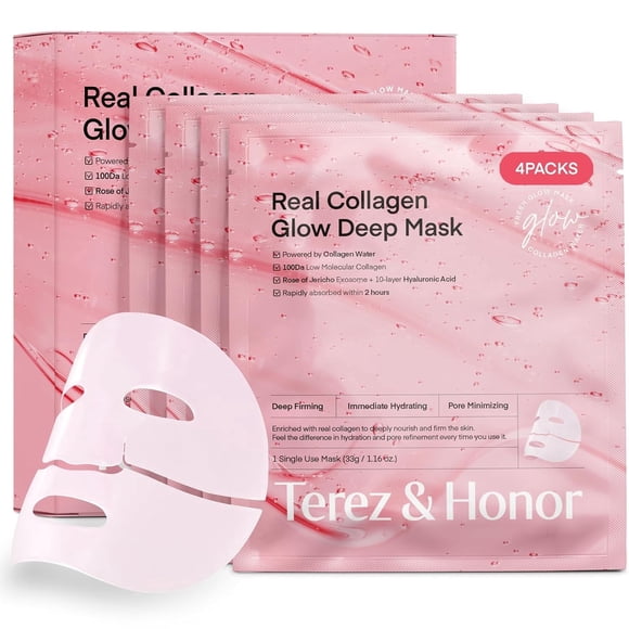 TEREZ & HONOR Korean Overnight Collagen Face Mask Deep Moisturizing & Firming Sleeping Mask for Radiant Glass Glow Skin Ultra-Fine Bio Collagen Formula, Gentle for Sensitive Skin