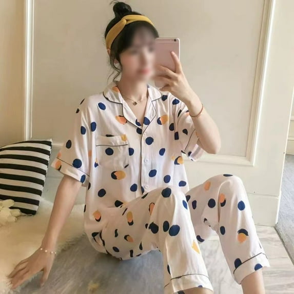 Korean Pajama Women Homewear Lapel Suit Sleepwear Lounge Wear Terno Pajama