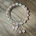 thumbnail image 1 of Korean Pink Crystal Flowers Butterfly Pendant Beaded Bracelet For Woma3d8, 1 of 4