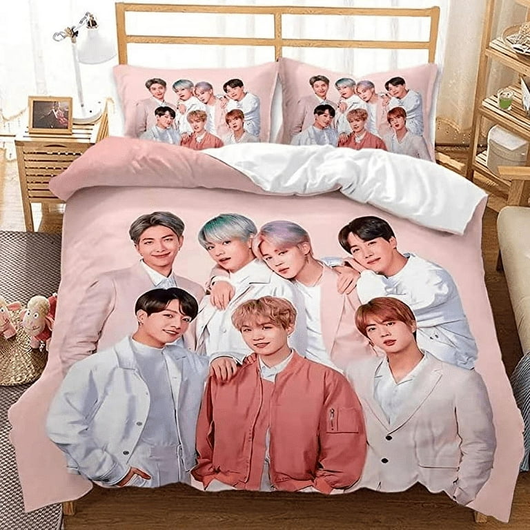 Korean Pop Idol Comforter Cover Set King Size 3PCS 3D Print BTS Quilt Cover Bedding Sets for Kids Toddler Bedroom Sets Decor Cool Duvet Cover 2 Pillow Shams Walmart