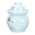 thumbnail image 1 of Korean Porcelain Jar Ball Ceramic Kimchi Jar Pickling Jar with Lid 18x14cm Blue, 1 of 6
