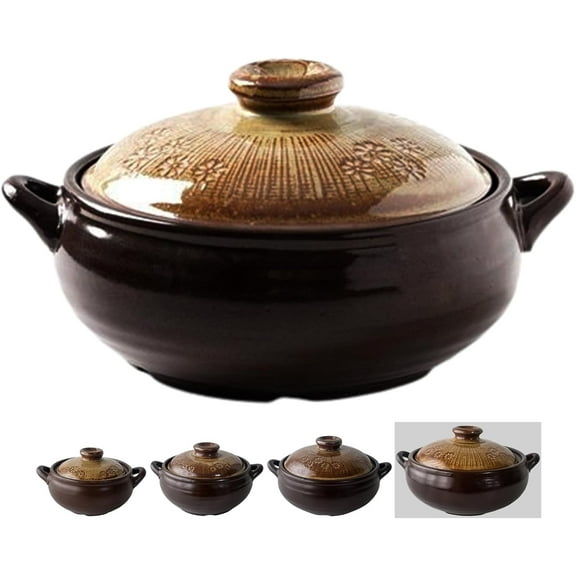 Korean Pot Buncheong MUD GLAZE Earthenware Ttukbaegi Natural Ceramic Clay Cooking Pot Casserole Heat Resistant Ceramic Earthen Pot Zero-Crack Stone Bowl Stockpot Soup Cookware Pottery