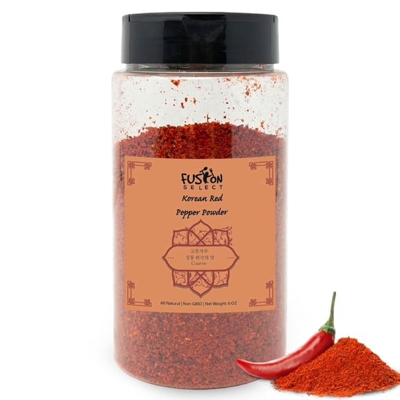 Korean Premium Non-GMO Red Chili Pepper Flakes Powder, Premium Gochugaru, Hot Pepper Coarse Powder Flakes 6 OZ Fusion Select