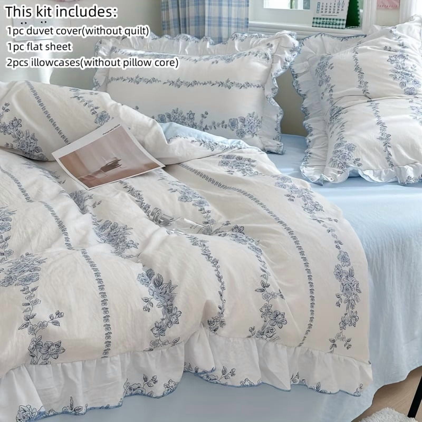 Korean Princess Ruffle Bedding Set 4Pcs - Elegant Microfiber Comfort ...