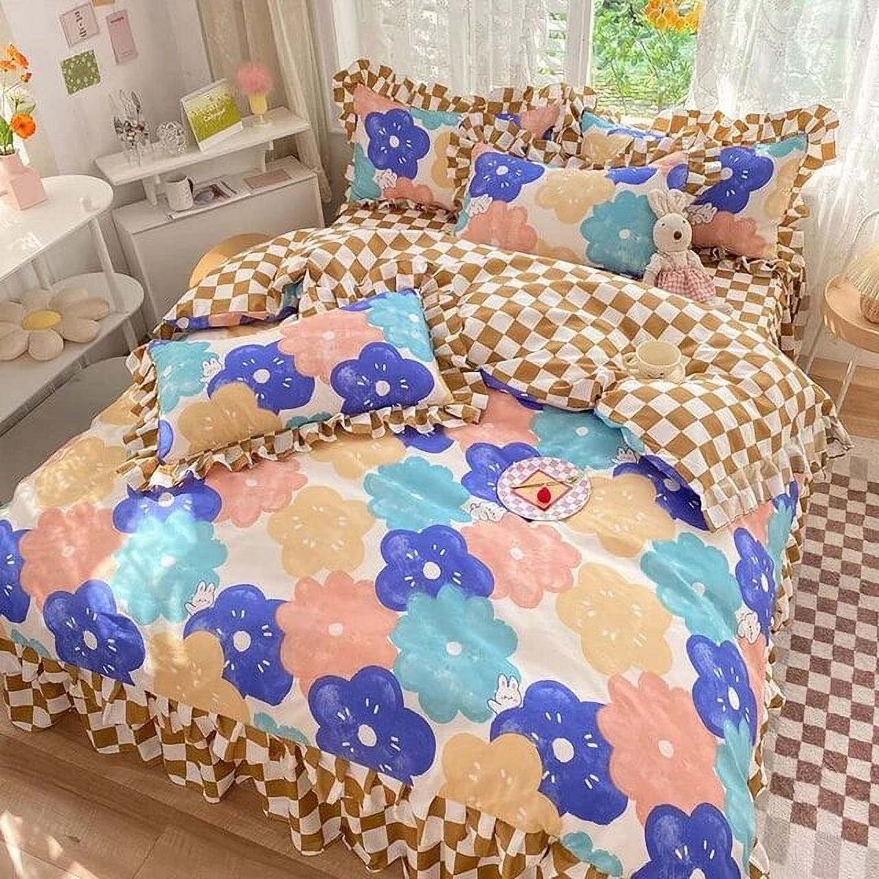 Korean Princess Strawberry Bedsheet Bedspread Queen Size Duvets Cover