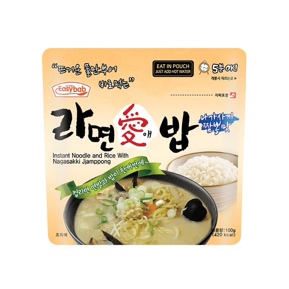 Korean Rabap (Ramen with Rice) Mealkit, 1 EA 110 g 3.88 oz, 3 Flavors, Nagasakki Jjamppong