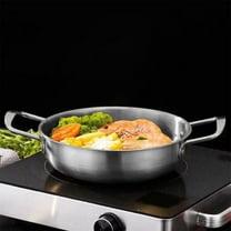 Korean Ramen Noodle Pot with Handles, Stainless Steel Everyday Pan, Golden Korean Cooking Pot for Soup, Noodle, Pasta, Home and Outdoor, Dishwasher Safe