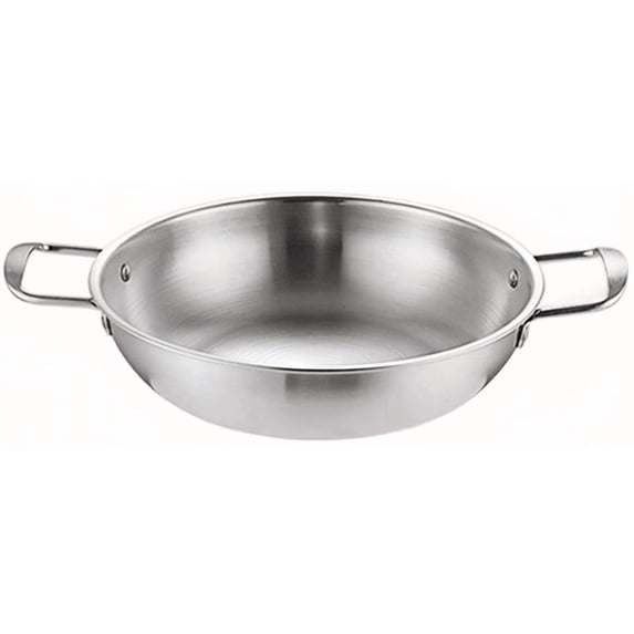 Korean Ramen Pot Stainless Steel Soup Pot, 20cm Double Handle Hot Pot for Instant Noodles and Seafood, Small Stockpot for Gas and Electric Stovetop, Gold/Silver