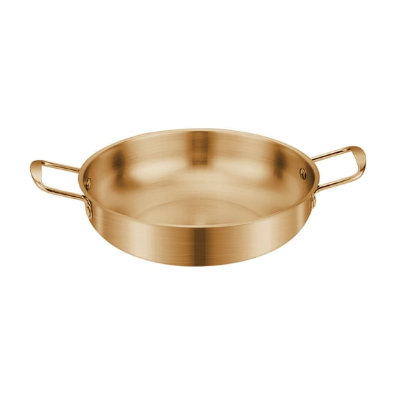Korean Ramen Pot for Budae and Instant Noodles, 7inch Stainless Steel Noodle Pot with Double Handles, Versatile Small Soup and Hot Pot Cookware Gold